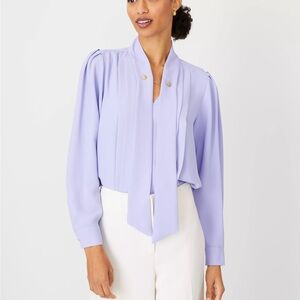 Lavender Chain Tie Neck Popover Top GUC